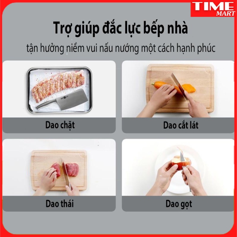 [CHÍNH HÃNG] Bộ dao kéo Đức 6 món Xiaomi HuoHou kèm chân đế gỗ. siêu sắc,cực bền [TIME_MART siêu thị tiện ích gia đình]