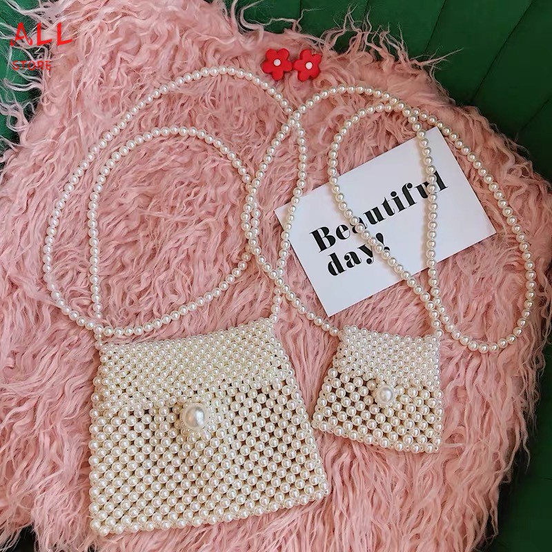 Túi xách đeo chéo kết hạt ngọc trai giả thanh lịch cho nữ | BigBuy360 - bigbuy360.vn