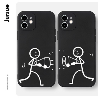 Ốp lưng JURSUE hoạt hình cặp đôi dễ thương đẹp ngộ nghĩnh bựa Compatible for iPhone 13 12 11 Pro Max SE 2020 X XR XS 8 7 ip 6S 6 Plus kute XYA1439