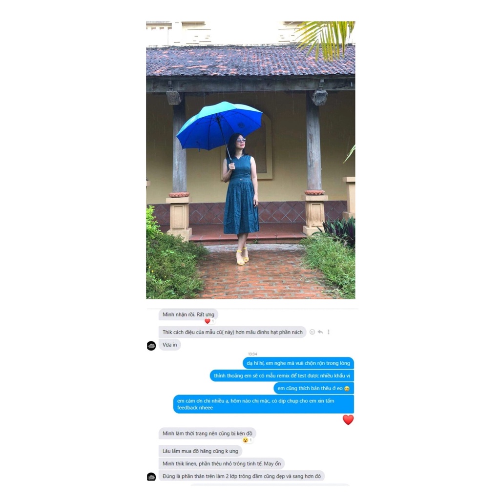 Đầm Linen Premium 100% dáng chữ A thêu tay | GREEnie E | CHAMULINEN