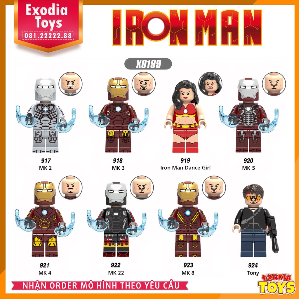 Xếp hình Minifigure Marvel  siêu anh hùng Marvel Người Sắt Iron Man - Đồ Chơi Lắp Ghép Sáng Tạo - X0199