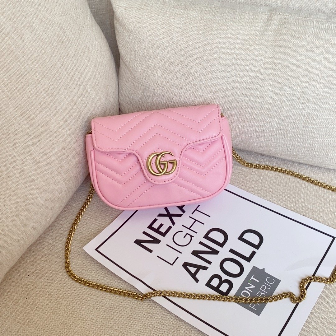 Gucci Chuỗi Sling Túi Máy Ảnh Túi Phụ Nữ Lưu Trữ Mini Túi Đeo Chéo Nữ Mới Túi Bên Vai Pu