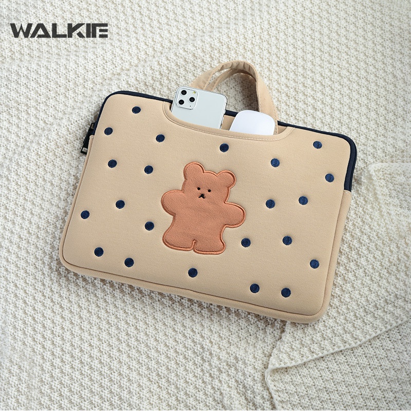 Túi laptop/Túi cầm tay máy tính bảng WALKIE gấu dễ thương cho Xiaomi Dell MacBook Air Pro 11 12 13 14 15.6 inch