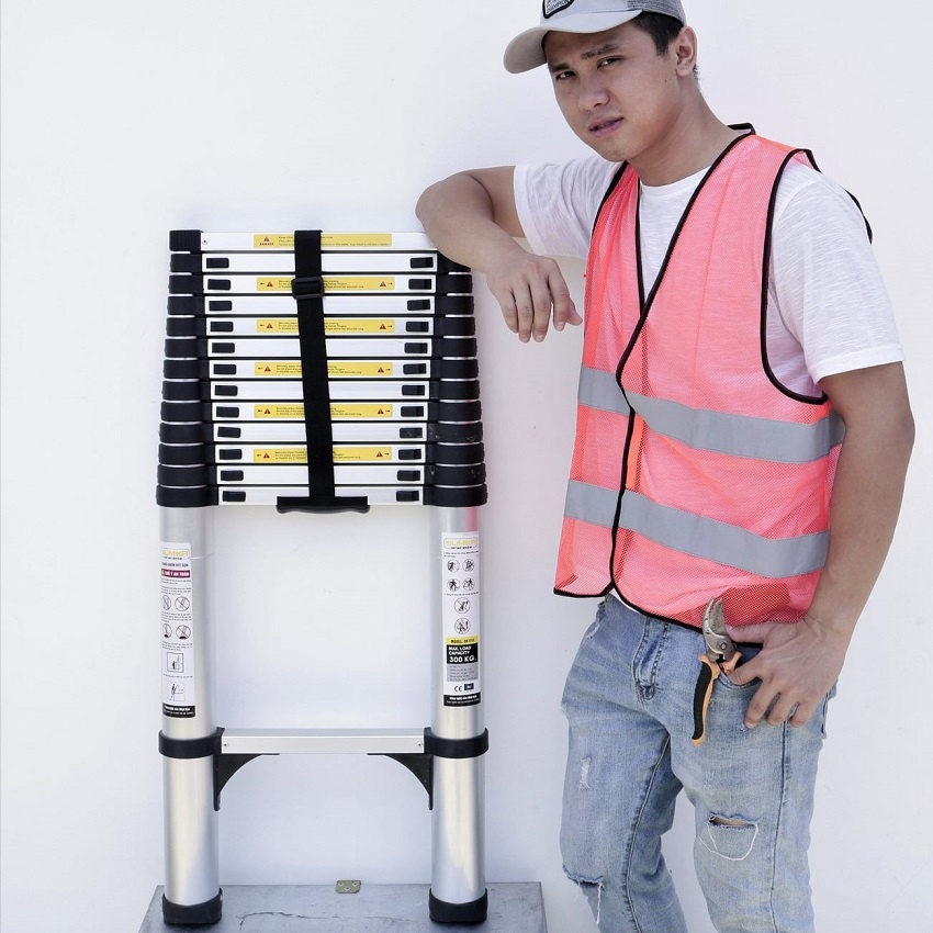 Thang nhôm rút Sumika SK510 - Màu đen 5.1m, rút gọn 0,96m, tải trọng 300kg-BH 24 Tháng - Luôn Có Phụ Kiện Thay Thế