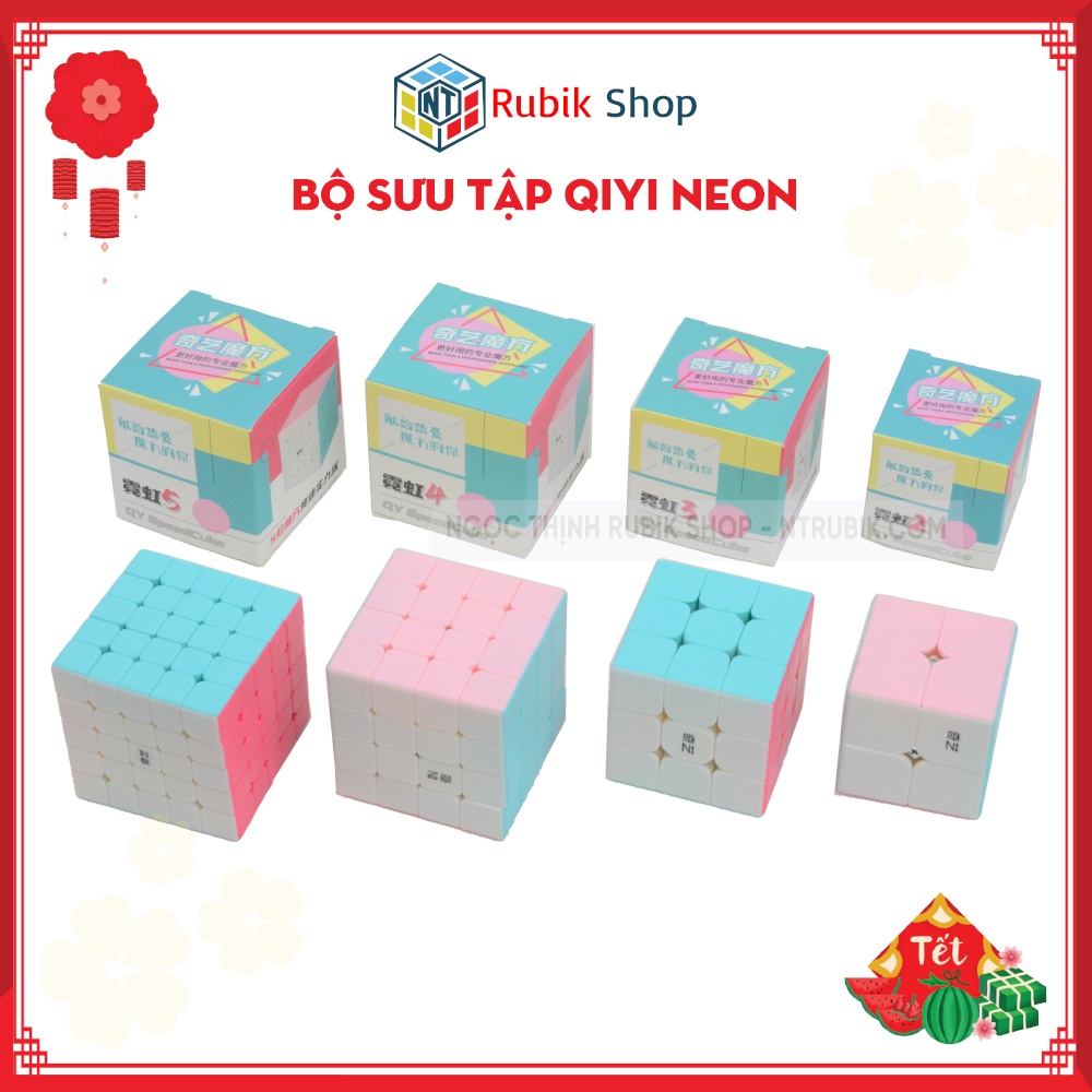 Bộ sưu tập Rubik Qiyi neon 2x2, 3x3, 4x4, 5x5 Stickerless