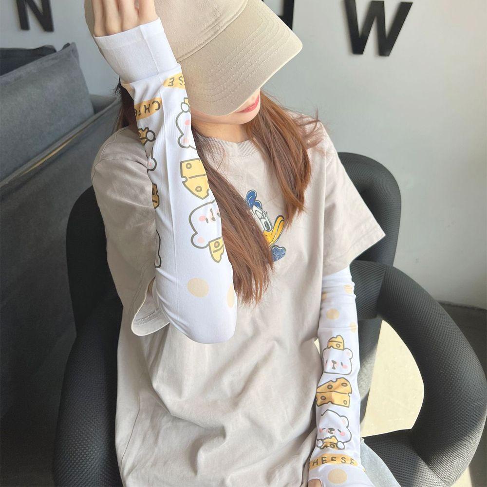 Vỏ Bọc Cánh Tay Chống Nắng Co Giãn In Họa Tiết Dâu Tây Dễ Thương Cho Nữ