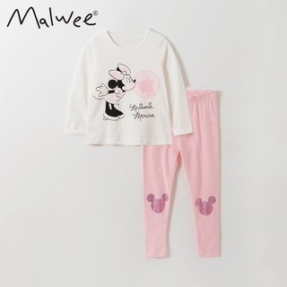 Bộ đồ dài tay cotton thu đông cho bé gái Minnie hồng Mickey siêu xinh Malwee chính hãng - Misolkids by huong274