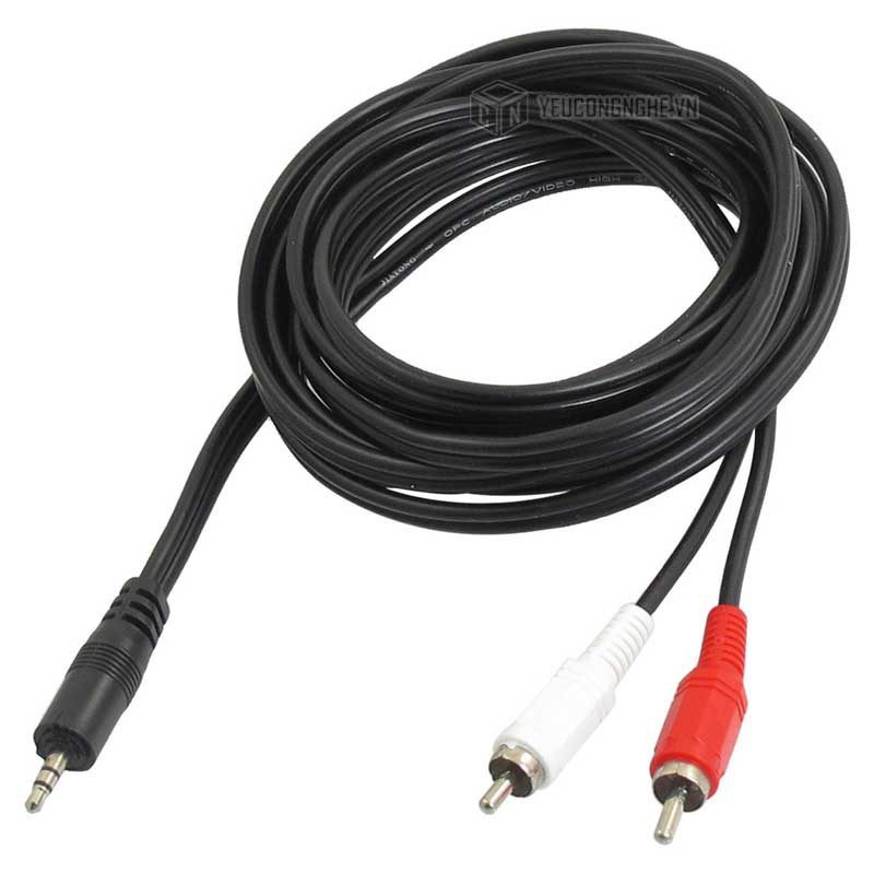 Cáp âm thanh 3.5mm ra 2 đầu hoa sen  - Hàng Nhập Khẩu