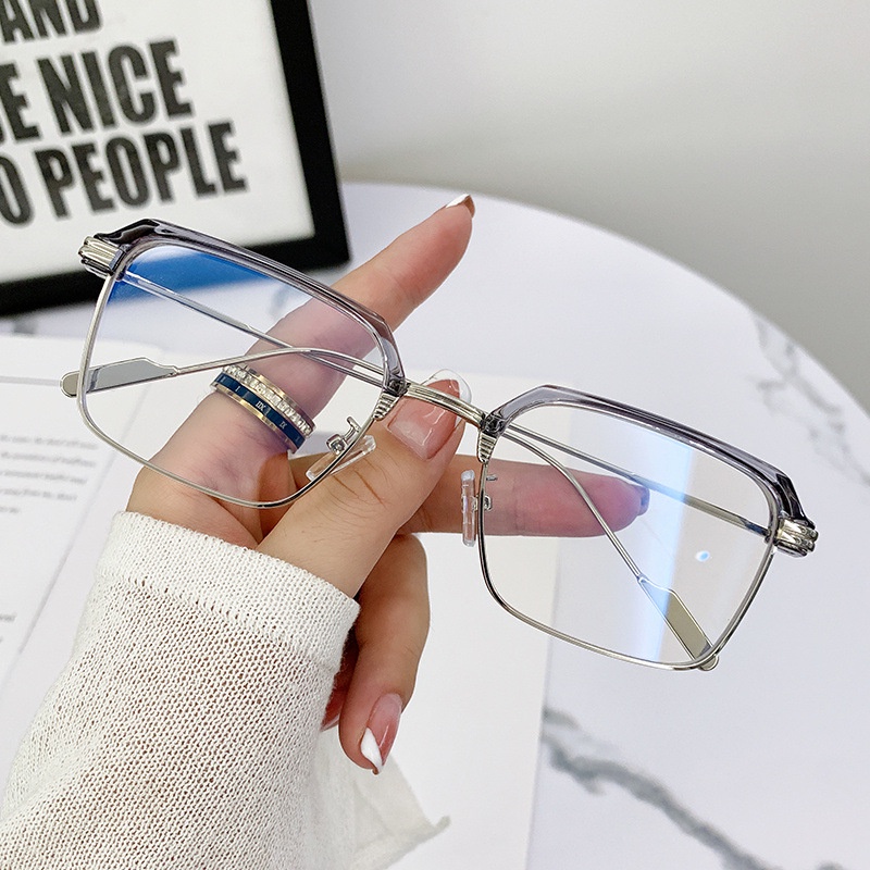 Kính mát CHARMRAY gọng vuông kim loại thời trang cho nam nữ kèm phụ kiện