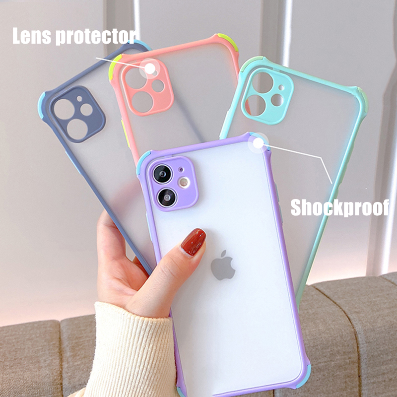 NEW Matte case iphone 12 pro max / 12 / 12mini Vỏ chống sốc bảo vệ ống kính máy ảnh đầy đủ