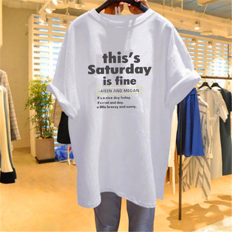 Áo Thun 100% Cotton Tay Ngắn Dáng Rộng In Họa Tiết Thời Trang Mùa Hè Phong Cách Hàn Quốc Cho Nữ