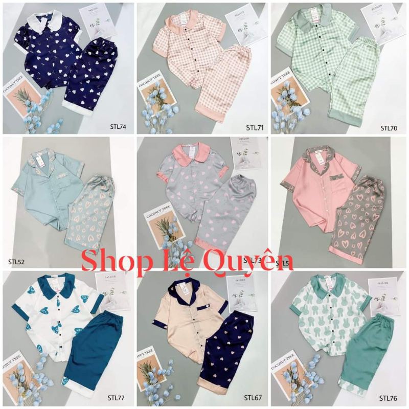 Bộ lụa Pijama lửng lụa cao cấp | BigBuy360 - bigbuy360.vn