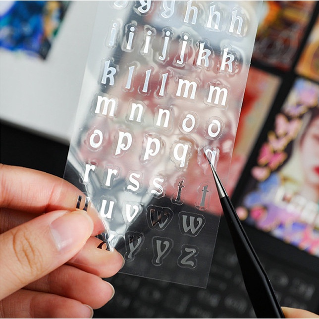 Tờ nhãn dán hình ký tự tiếng Anh màu vàng đồng/bạc bằng PVC chống thấm nước độ bền cao