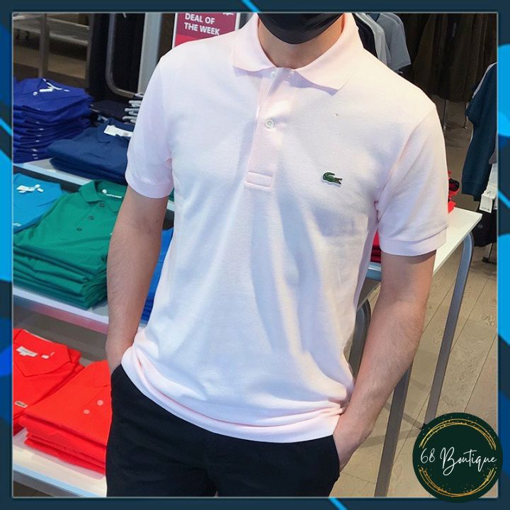 Áo Polo cá sấu lacoste thêu, áo thun cổ bẻ cá sấu vải cotton cá sấu không bai xù thấm hút mồ hôi cho Nam