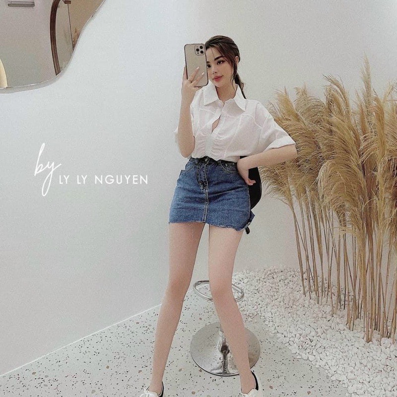 [Mã WASKT410K giảm 10K đơn 50K] K] Áo sơ mi cổ đức ngắn tay dúm eo🌱Sơ mi trắng cổ đức🌱{free ship} | BigBuy360 - bigbuy360.vn