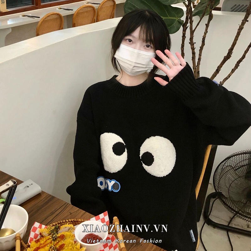 Áo nỉ XIAOZHAINV dài tay cổ tròn dáng rộng thời trang Hàn Quốc cho nữ