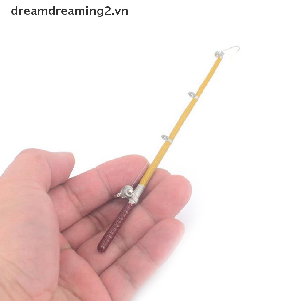 Set cần câu cá và xô nước mini bằng kim loại tỉ lệ 1:12 chất lượng cao dành cho trang trí nhà búp bê