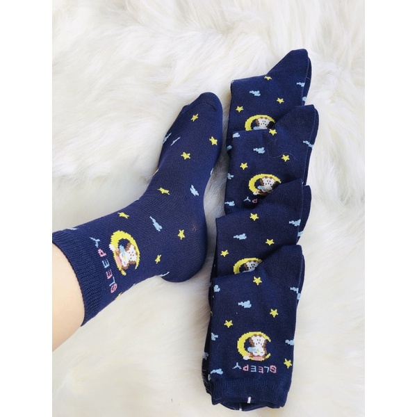 Tất Vớ Thời Trang Xù Dày Uni Sét 5 Đôi Xuất Dư Xịn Nam Nữ Cổ Cao, Cotton Dày, Kháng Khuẩn