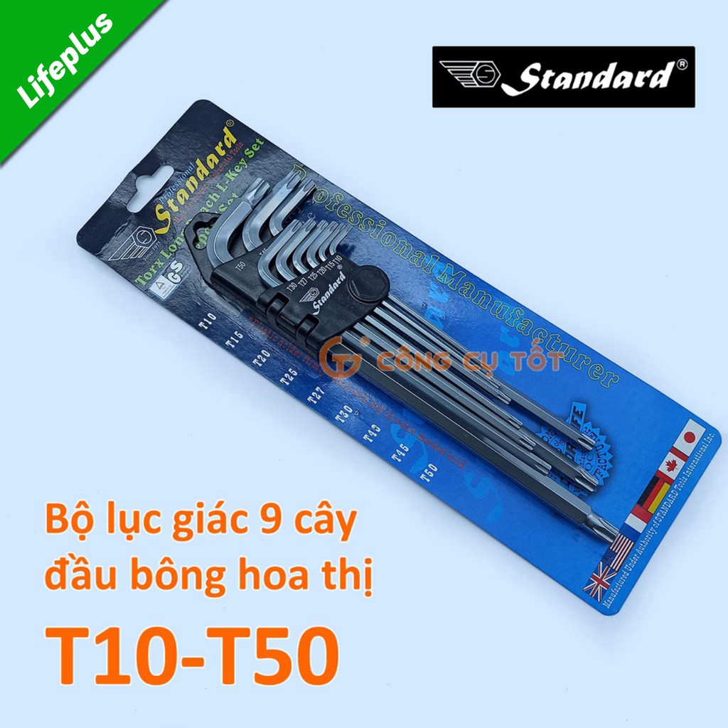 Bộ lục giác đầu bông 9 cây T10-T50 Standard dài 235mm