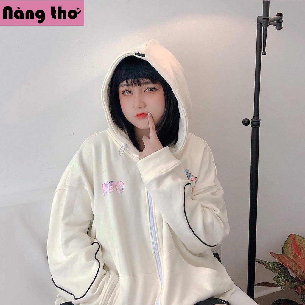 Áo khoác nam nữ form rộng đi học, áo hoodie nam nữ form rộng có dây kéo - Nàng Thơ's Shop