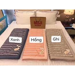 Chăn hè đũi Muji kẻ sọc poly cotton xuất Nhật
