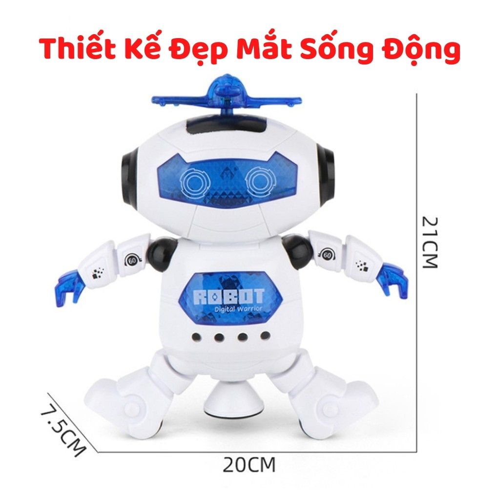 Đồ Chơi Robot Biết Nhảy Múa Phát Nhạc, Xoay 360 Độ Có Đèn Nhiều Màu Cao Cấp Cho Bé, Shop Mẹ Mốc ,RBNM