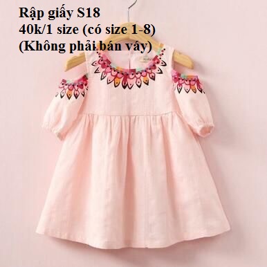 RẬP GIẤY VÁY BÉ S18 (KHÔNG PHẢI BÁN VÁY-đây là bản thiết kế bằng giấy)