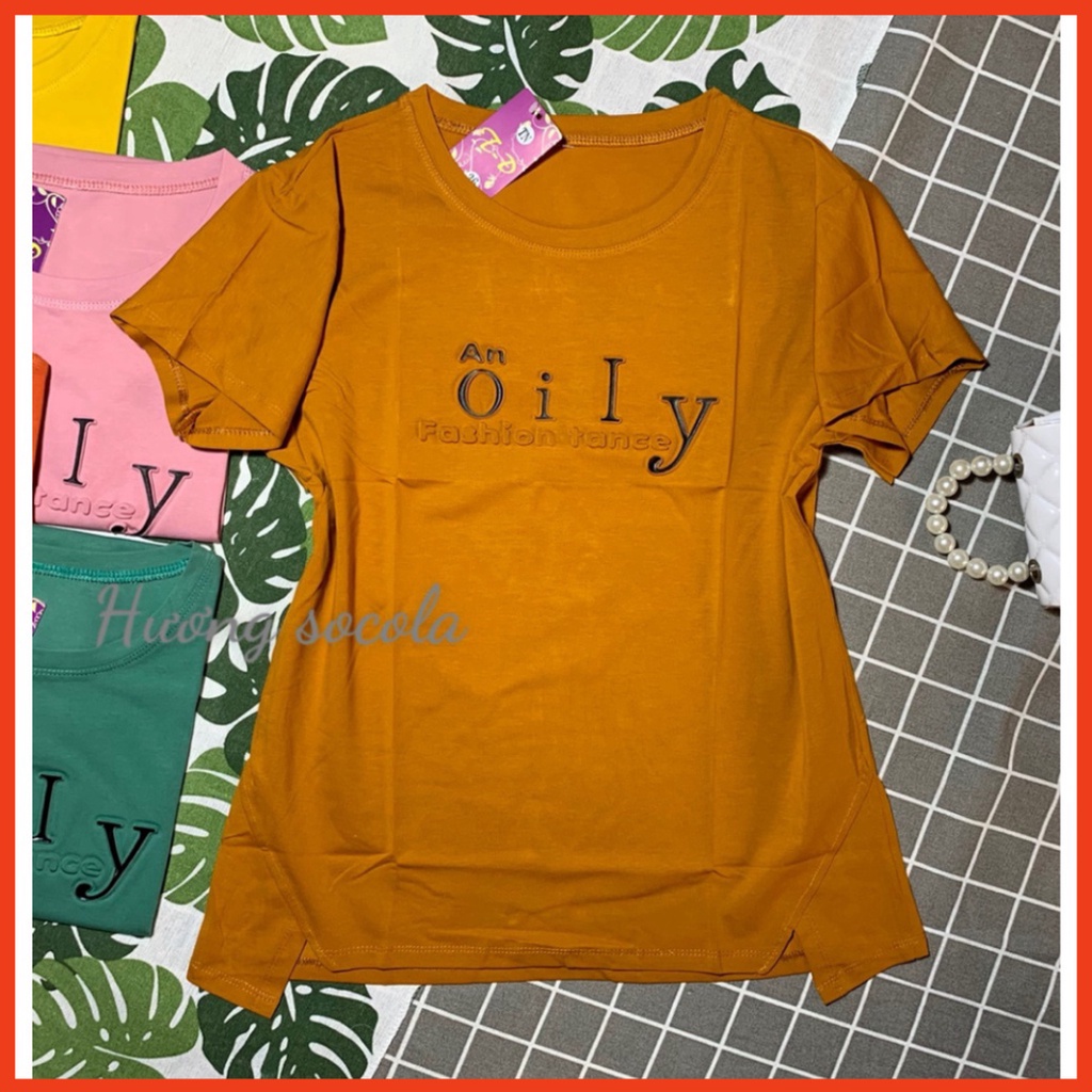 Áo thun trơn áo phông nữ dập nổi phom suôn vải cotton cao cấp loại 1