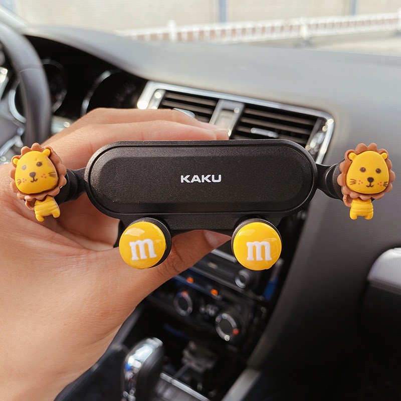 Giá đỡ điện thoại trên ô tô kẹp cửa gió điều hòa xe ô tô 6 chấu có sticker ngộ ngĩnh Doremon,Micky, Sư Tử..