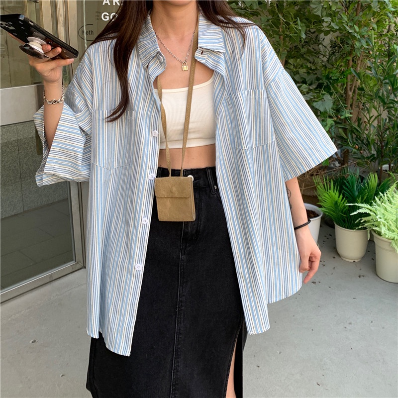 NRVP Áo Sơ Mi Dáng Rộng Thời Trang Hàn Quốc Cá Tính Cho Nữ