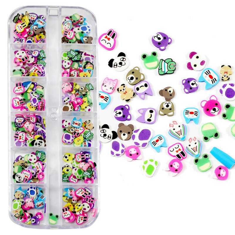 Bộ 12 Ngăn Đất Sét Polymer Mềm Hình Hoa / Trái Cây Mini Dùng Làm Đồ Trang Sức / Đồ Thủ Công Diy