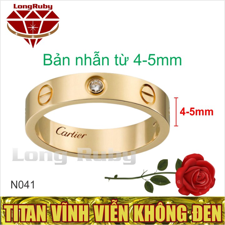 Nhẫn Nam Nữ Cartier Trắng, Vàng, Hồng | Nhẫn Catier Cặp Đôi Titan Đính Đá Lịch Lãm