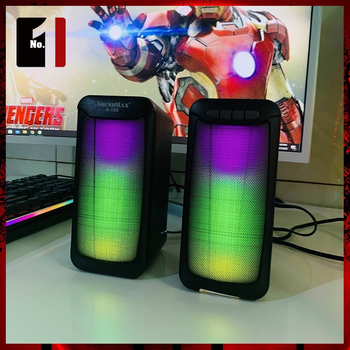 Loa Máy Tính Mini Bluetooth Để Bàn Led Rgb 2.0 SOUNDMAX A180 Loa Vi Tính Laptop Pc Gaming Có Dây Chính Hãng