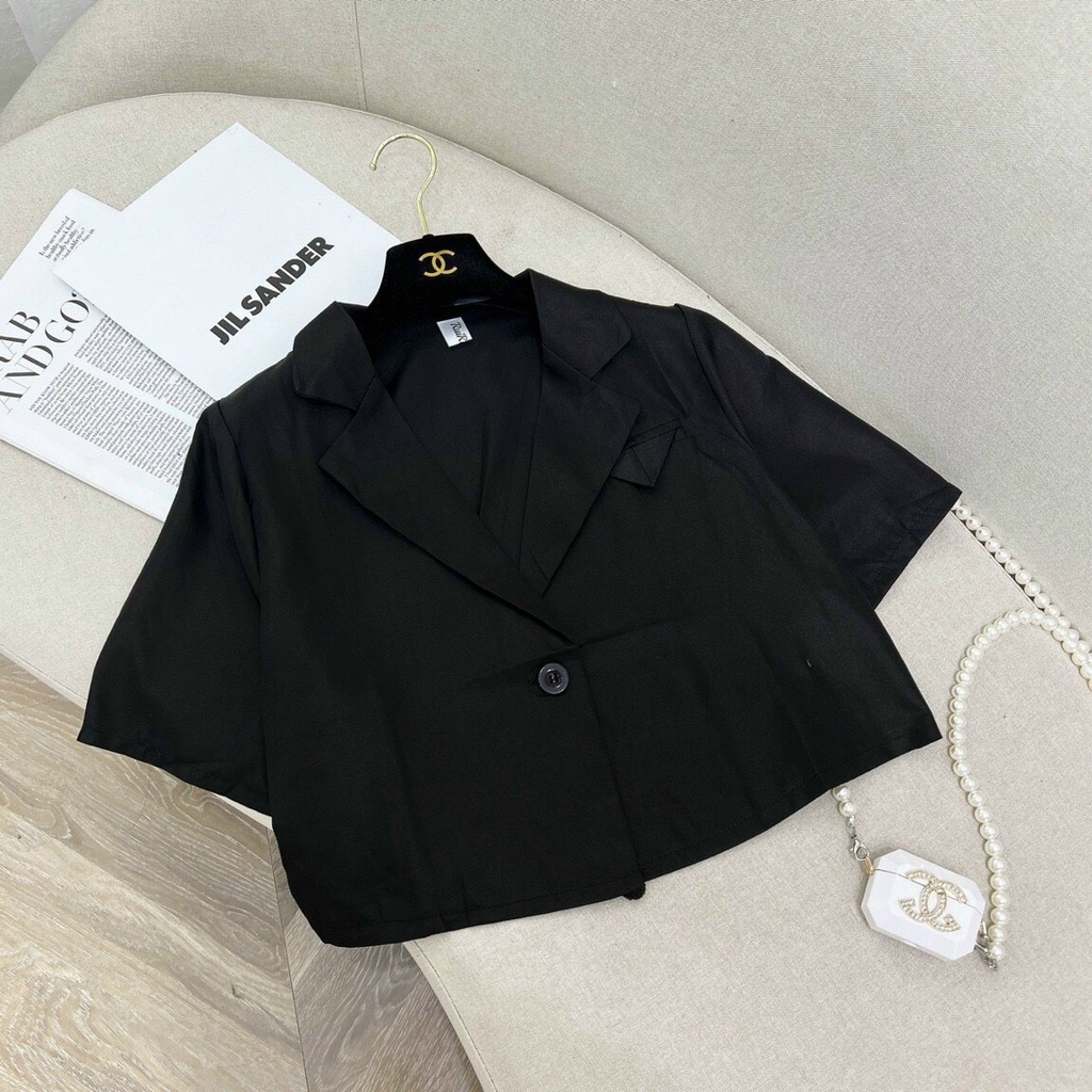 Áo sơ mi cổ véc croptop hàng Quảng châu loại 1 cúc