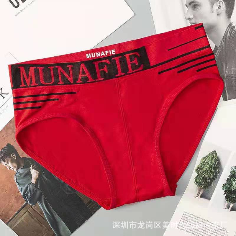 Quần lót nam boxer munafie viền nền 3 vạch, quần sịp nam tam giác chất liệu cotton mặc thoáng mát,