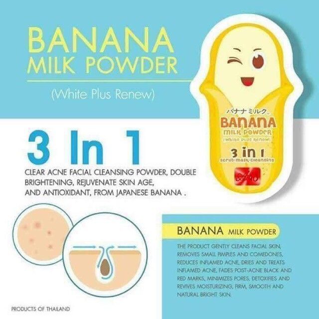 Gói ủ mặt ġiảm mụȵ Bannana Milk Powder 3 in 1 (White plus renew) Thái Lan