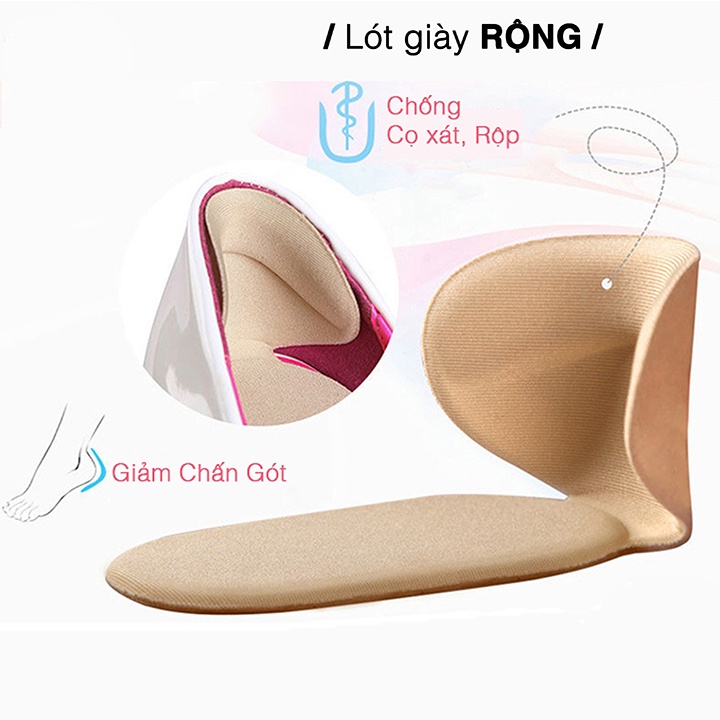 combo 4 miếng lót chống rộng chống tuột gót cho giày(2 đôi)