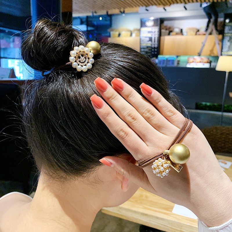 [Mã FAMARAL1 giảm 10K đơn 50K]Chun tóc đính hạt giả ngọc xinh xắn