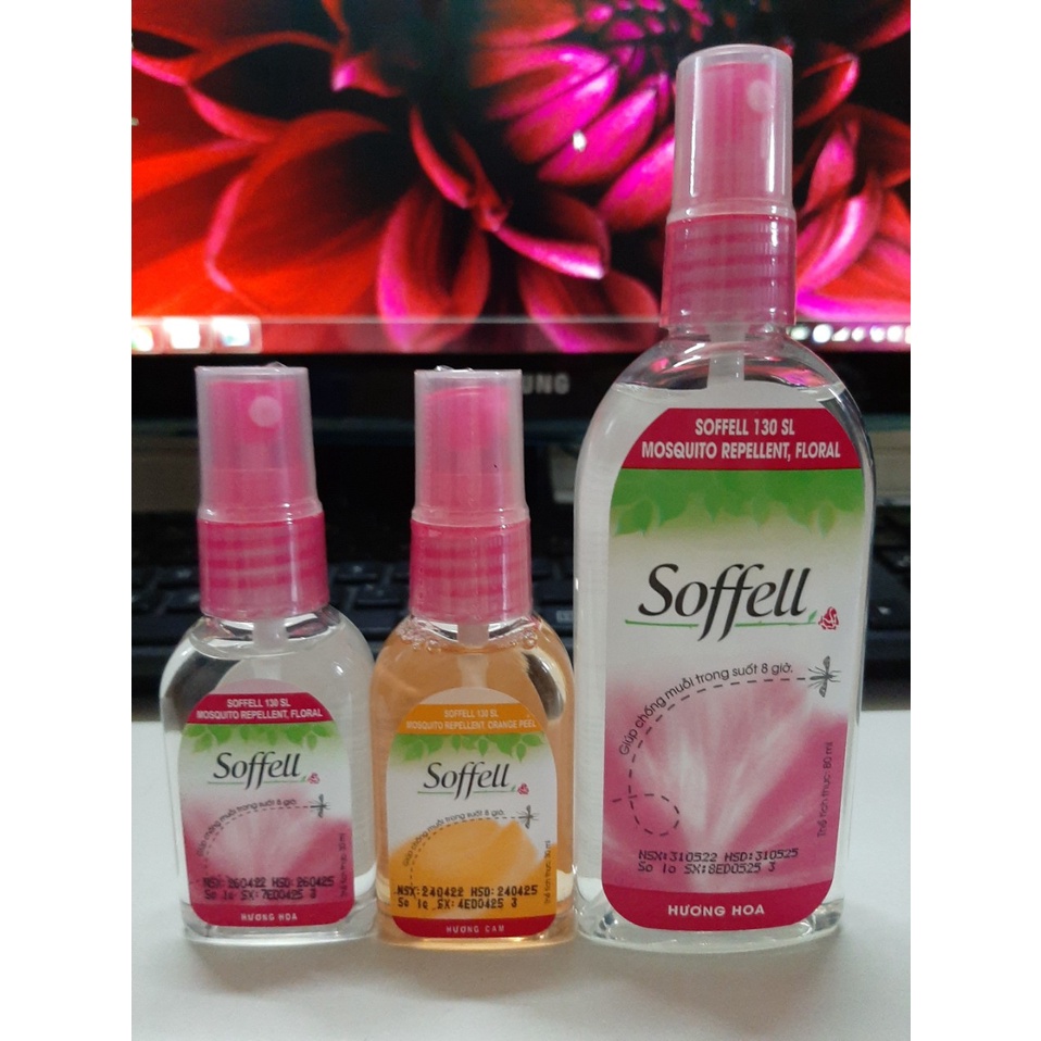 Xịt SOFFELL 30ml và 80ml (Xịt Chống Muỗi Trong 8 giờ)(Hương hoa và hương cam)