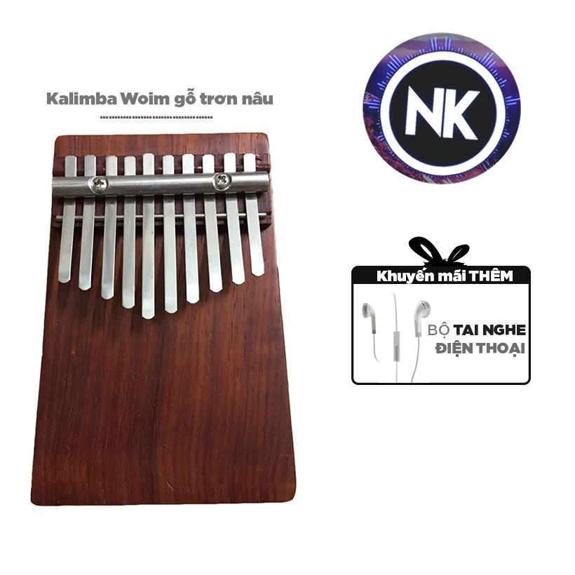 Đàn Kalimba Woim Gỗ Nâu Trơn 10 Phím Tặng Kèm Tai Nghe Thời Trang - Hàng Có Sẵn