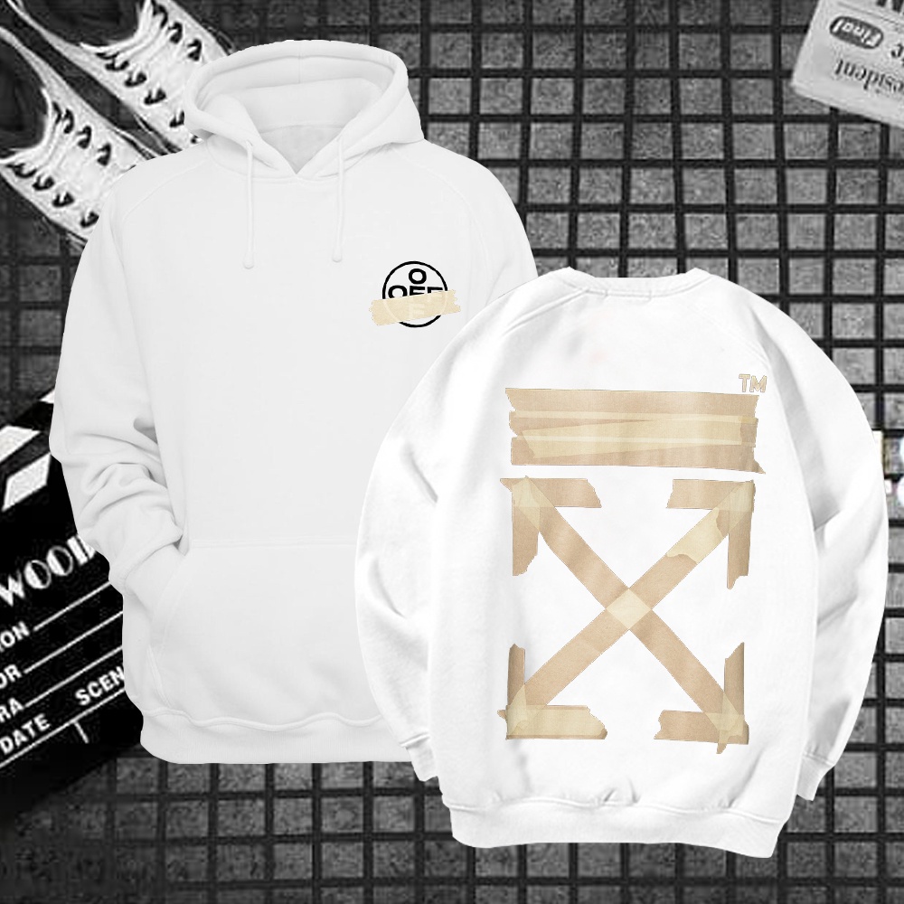 Áo hoodie sweater nỉ off white băng dính unisex form rộng freeship toàn quốc M109 | BigBuy360 - bigbuy360.vn