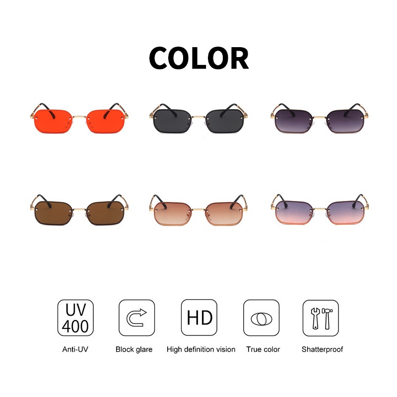 (KIQI-FASHION) COD Kính Mát Thời Trang Hình Chữ Nhật Chống Tia Uv400 Chất Lượng Cao