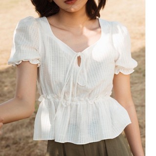 [MOMOCO] Áo croptop lửng chun eo và tay M2345