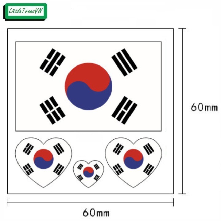 Combo 10 miếng Hình xăm dán lá cờ Việt Nam - cổ vũ đội tuyển bóng đá Việt Nam (Tặng kèm 1 miếng lá cờ Hàn Quốc)