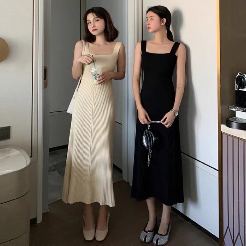 ĐẦM LEN MAXI HAI DÂY BẢN TO ULZZANG