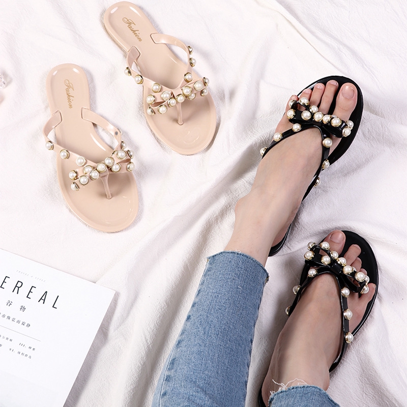 Dép Xỏ Ngón Đính Nơ Thời Trang Hè Xinh Xắn Dành Cho Nữ