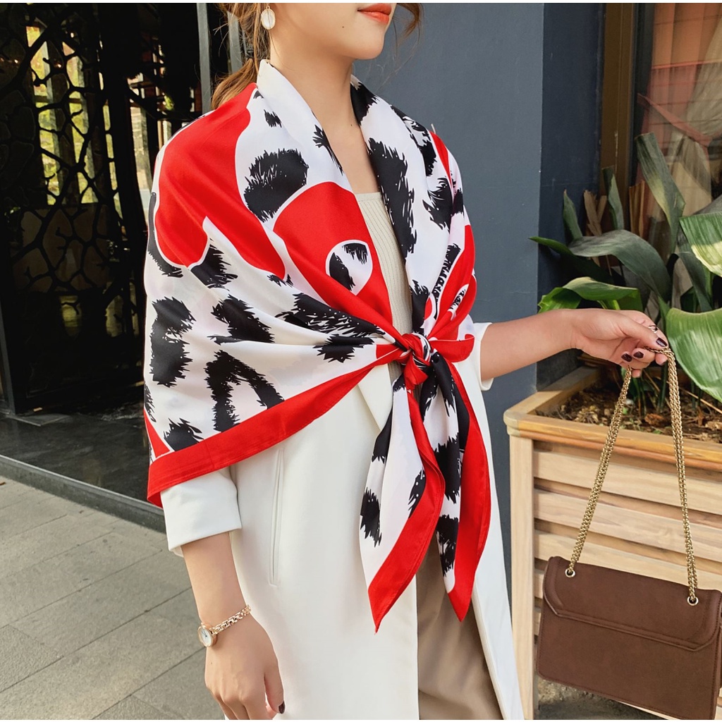 Khăn Choàng Vuông 130x130cm In Họa Tiết Thời Trang Cho Nữ WJ1013-22