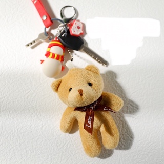 Móc khoá gấu teddy đeo nơ xinh (dài 12cm)