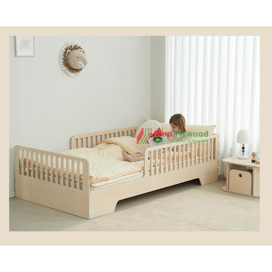 Giường cũi trẻ em chất liệu plywood phủ melamin an toàn với trẻ em