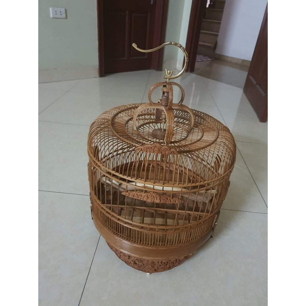 Lồng nuôi chim cu gáy chạm đục sắc nét nhiều mẫu chất liệu tre già xử lý mối mọt tặng đủ phụ kiện, lồng chim Huyền Trần